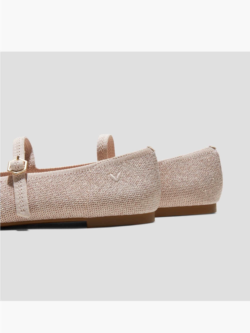 VIVAIA Beige Pink Knit Mary Jane Ballet Flats Women's Size 37 EU 6.5 US - Picture 9 of 13